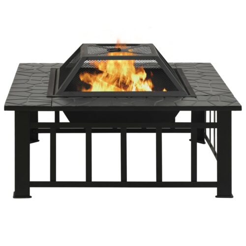 Garden Fire Pit with Poker 81x81x47cm XXL Steel - Image 3