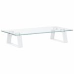 Monitor Stand White 40x20x8cm Tempered Glass Metal