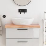 Bathroom Countertop Sink Vanity Board Table Top Light Brown 80x60x6cm Treated Solid Wood