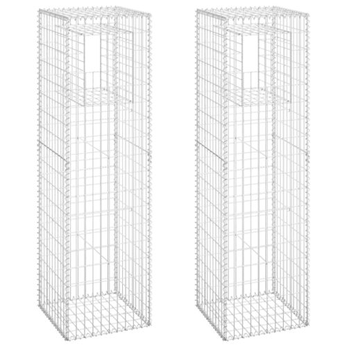 Gabion Basket Posts 2pcs 50x50x180cm Iron - Image 2
