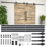 2x 183cm Sliding Barn Door Hardware Track Set Office Bedroom Closet Steel Black