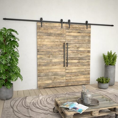2x 183cm Sliding Barn Door Hardware Track Set Office Bedroom Closet Steel Black - Image 3