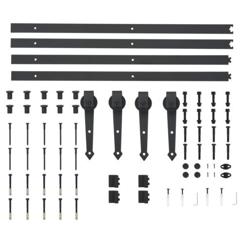 2x 183cm Sliding Barn Door Hardware Track Set Office Bedroom Closet Steel Black - Image 5
