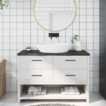 Bathroom Countertop Sink Vanity Board Table Top Dark Brown 120x50x4cm Treated Solid Wood