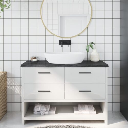 Bathroom Countertop Sink Vanity Board Table Top Dark Brown 120x50x4cm Treated Solid Wood
