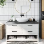 Bathroom Countertop Sink Vanity Board Table Top Dark Brown 100x50x6cm Treated Solid Wood