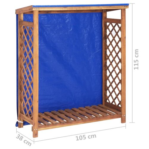 Firewood Storage Shed 105x38x115cm Solid Acacia Wood - Image 8