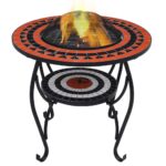 Mosaic Fire Pit Table Terracotta White 68cm Ceramic