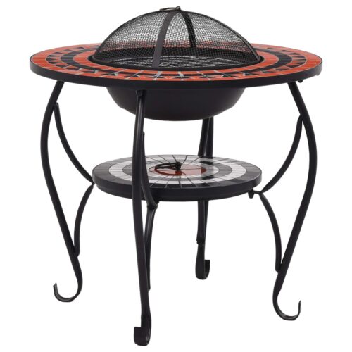 Mosaic Fire Pit Table Terracotta White 68cm Ceramic - Image 2