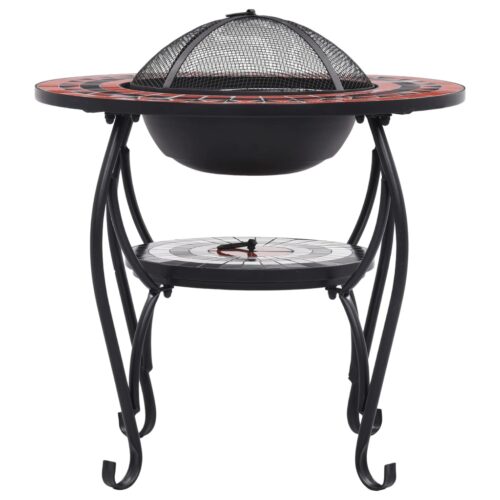 Mosaic Fire Pit Table Terracotta White 68cm Ceramic - Image 4