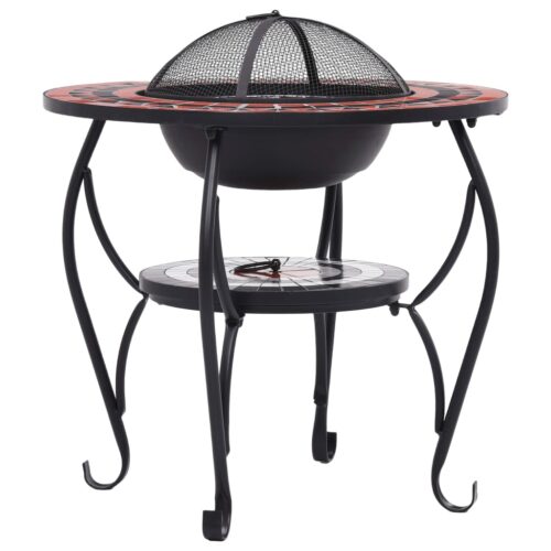 Mosaic Fire Pit Table Terracotta White 68cm Ceramic - Image 5