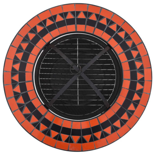 Mosaic Fire Pit Table Terracotta White 68cm Ceramic - Image 8