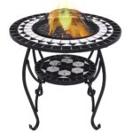Mosaic Fire Pit Table Black White 68cm Ceramic