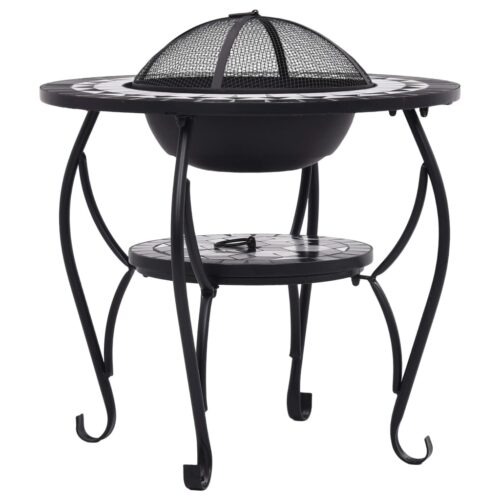 Mosaic Fire Pit Table Black White 68cm Ceramic - Image 6