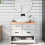 Bathroom Countertop Sink Vanity Board Table Top Light Brown 100x50x6cm Treated Solid Wood