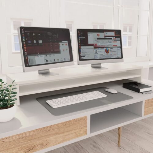 Monitor Stand White 100x24x13cm Engineered Wood - Image 2