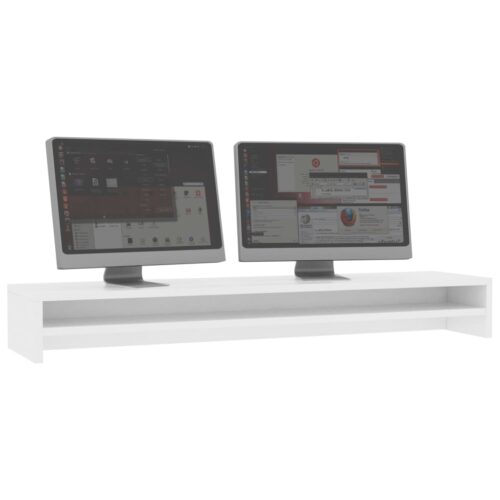 Monitor Stand White 100x24x13cm Engineered Wood - Image 3