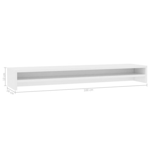 Monitor Stand White 100x24x13cm Engineered Wood - Image 6