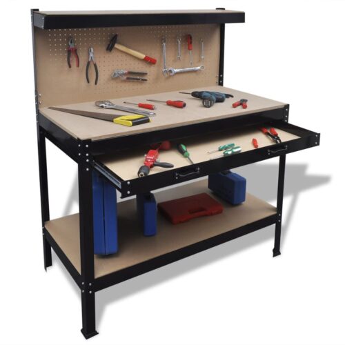 Workbench with Pegboard Drawer