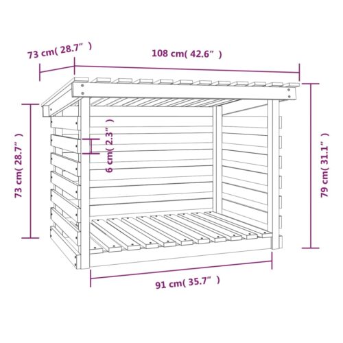 Firewood Rack 108x73x79cm Solid Wood Pine - Image 8