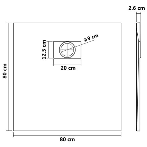 Shower Base Tray Bathroom Floor Trays Drain SMC Resin Fiberglass White 80x80cm - Image 6