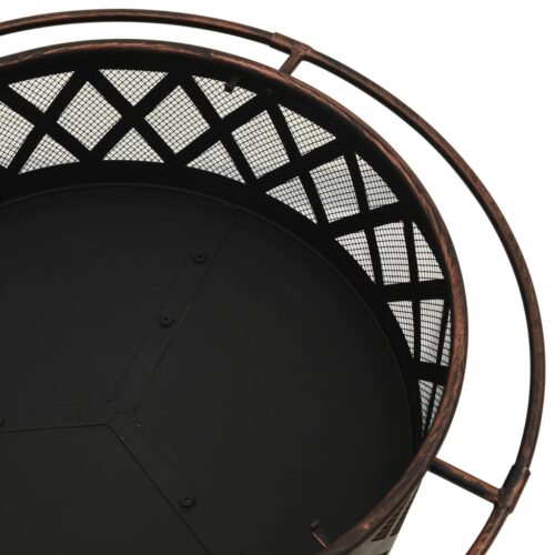 Rustic Fire Pit with Poker 76cm XXL Steel - Image 5