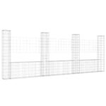U-shape Gabion Basket with 4 Posts Iron 380x20x150cm