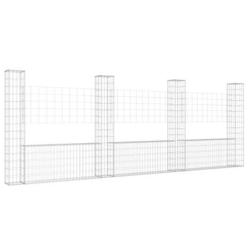 U-shape Gabion Basket with 4 Posts Iron 380x20x150cm