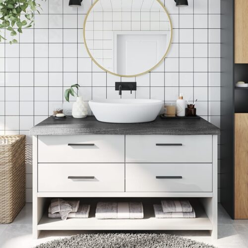 Bathroom Countertop Sink Vanity Board Table Top Dark Brown 100x60x6cm Treated Solid Wood