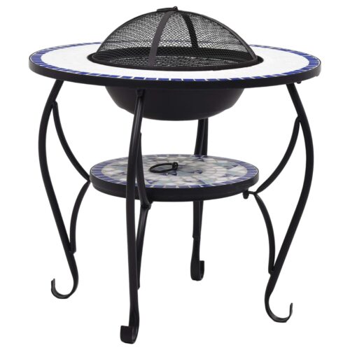Mosaic Fire Pit Table Blue White 68cm Ceramic - Image 2