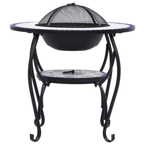 Mosaic Fire Pit Table Blue White 68cm Ceramic - Image 4