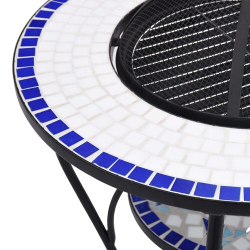 Mosaic Fire Pit Table Blue White 68cm Ceramic - Image 7