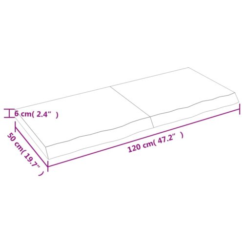 Dark Oak Wood Timber Bathroom Countertop Sink Vanity Board Table Top 120x50x6cm - Image 9