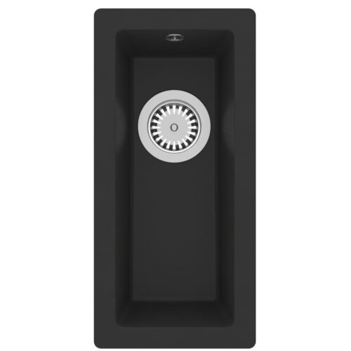 Kitchen Sink with Overflow Hole Black Granite - Image 2