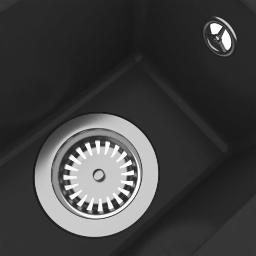 Kitchen Sink with Overflow Hole Black Granite - Image 6