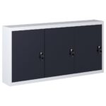 Wall Mounted Tool Cabinet Industrial Style Metal Grey Black