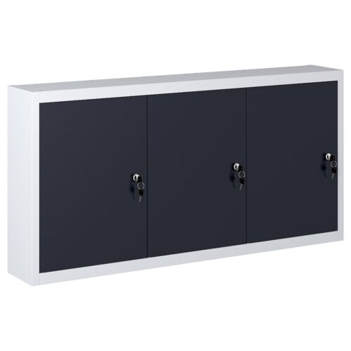 Wall Mounted Tool Cabinet Industrial Style Metal Grey Black