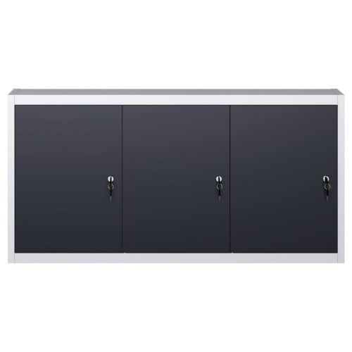 Wall Mounted Tool Cabinet Industrial Style Metal Grey Black - Image 2