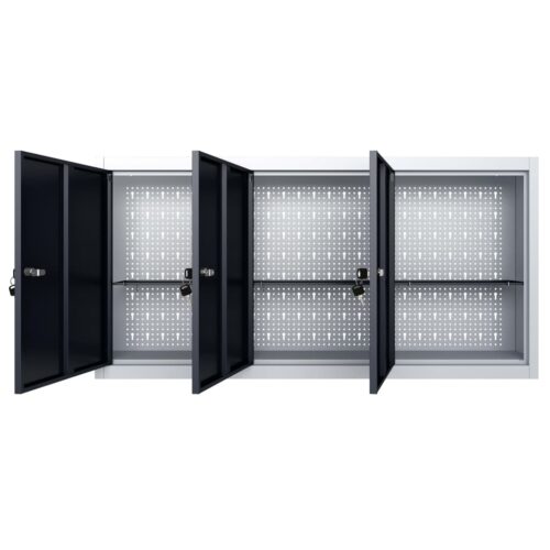 Wall Mounted Tool Cabinet Industrial Style Metal Grey Black - Image 3