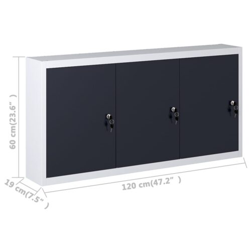 Wall Mounted Tool Cabinet Industrial Style Metal Grey Black - Image 6