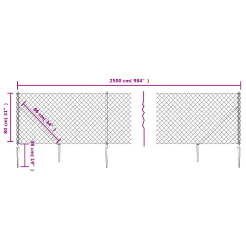 Chain Link Fence with Spike Anchors Green 0.8x25 m - Image 5