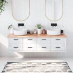 Bathroom Countertop Sink Vanity Board Table Top Light Brown 180x50x4cm Treated Solid Wood