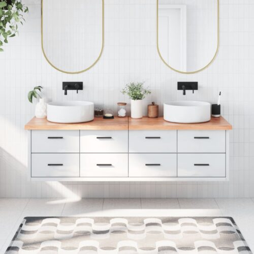 Bathroom Countertop Sink Vanity Board Table Top Light Brown 180x50x4cm Treated Solid Wood