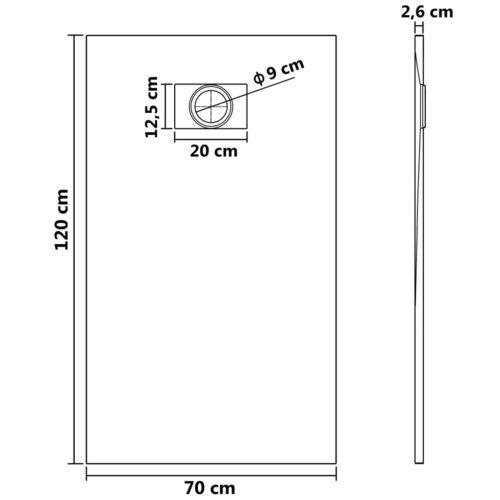 Shower Base Tray Bathroom Floor Trays SMC White 120x70cm - Image 6