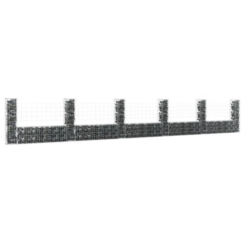 U-shape Gabion Basket with 6 Posts Iron 620x20x100cm