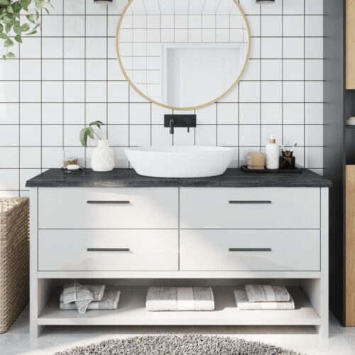 Bathroom Countertop Sink Vanity Board Table Top Dark Brown 160x60x4cm Treated Solid Wood