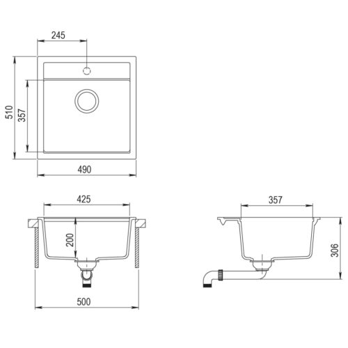 Granite Kitchen Sink Single Basin Grey - Image 8