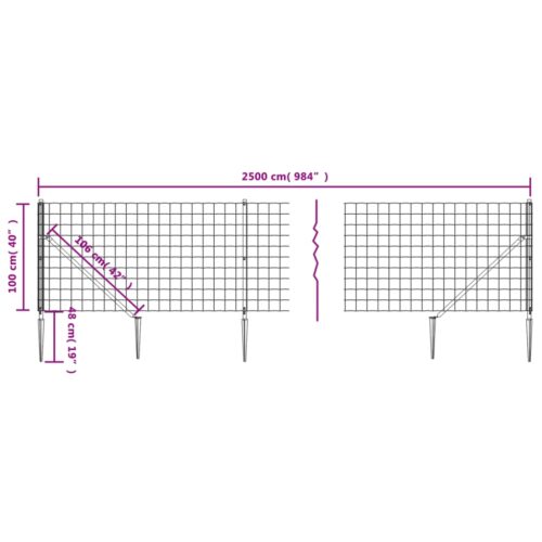 Wire Mesh Fence with Spike Anchors Anthracite 1x25 m - Image 5