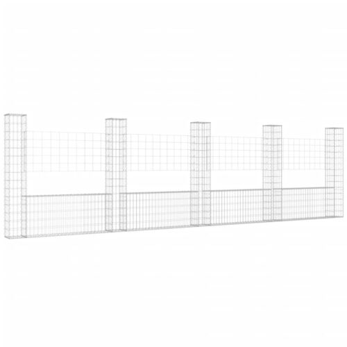 U-shape Gabion Basket with 5 Posts Iron 500x20x150cm - Image 2