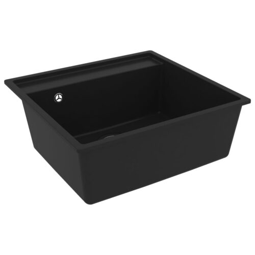 Kitchen Sink with Overflow Hole Black Granite - Image 3